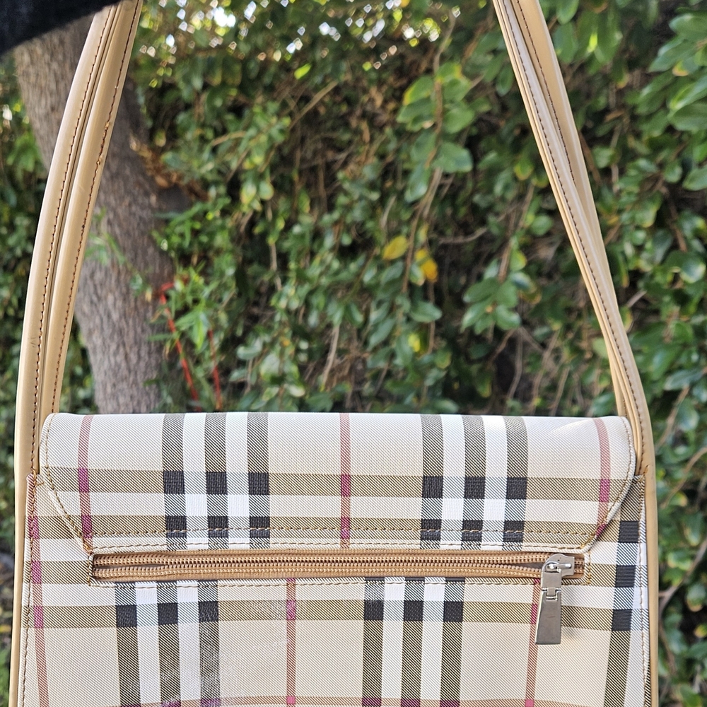 Source Unknown Beige and Brown Checkered Shoulder… - image 2